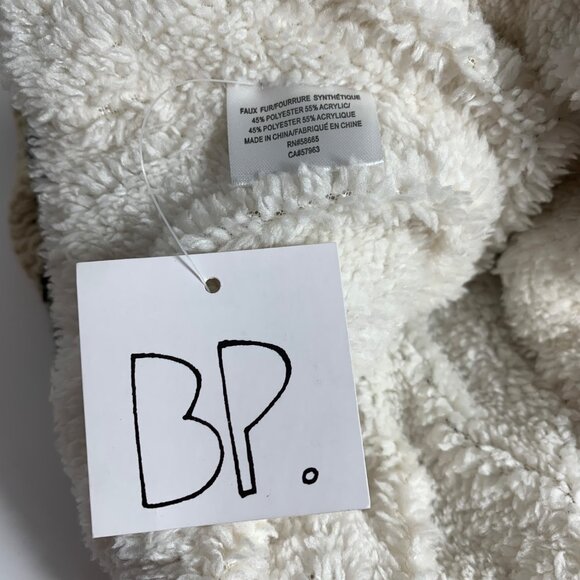 Nordstrom BP. Black & Ivory Knit Infinity Scarf With Faux Sherpa Lining - Picture 4 of 5